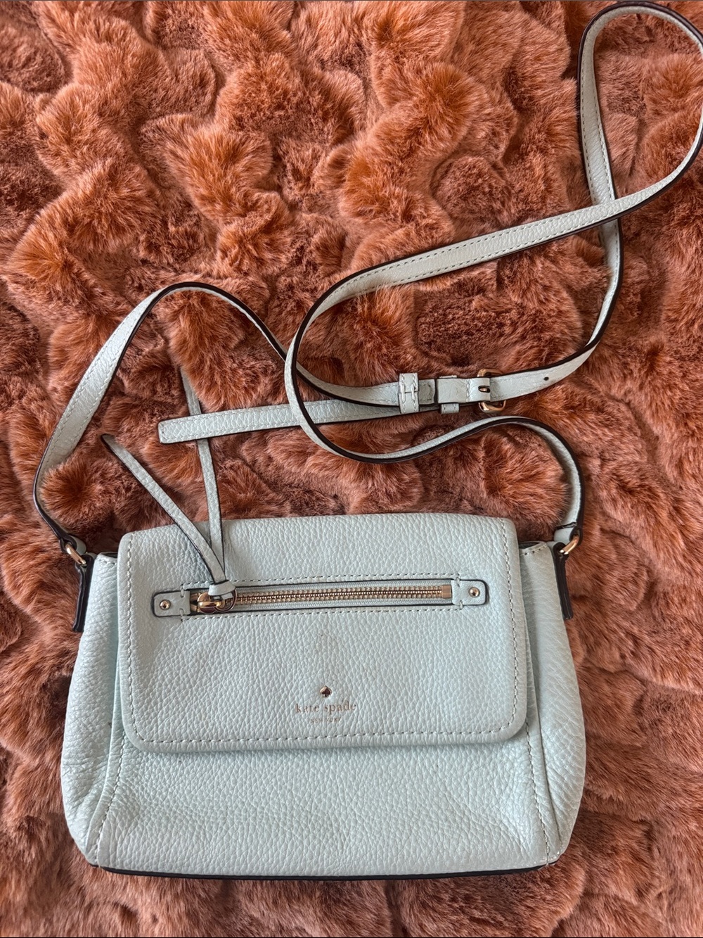 kate spade Pebbled Leather Crossbody Bag in Light Blue